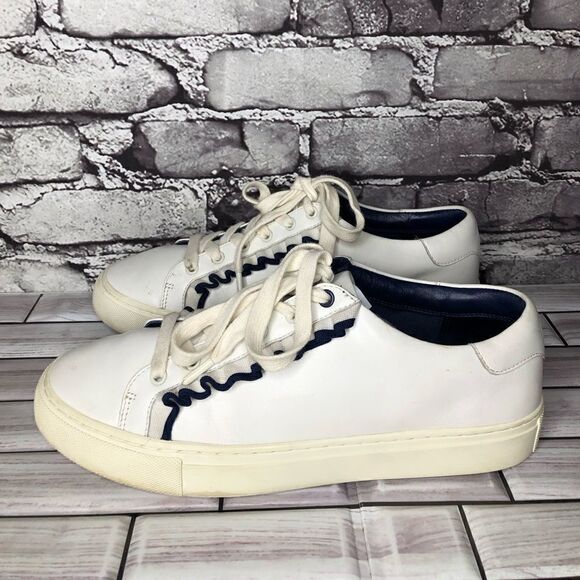 Tory Burch Ruffle White Leather Lace Sneaker Sport Shoes Women’s Sz 9M US/40EU - Picture 10 of 14